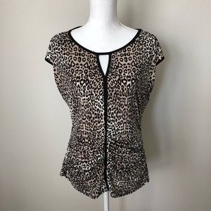 Vince Camuto Leopard Animal Print Ruched Top